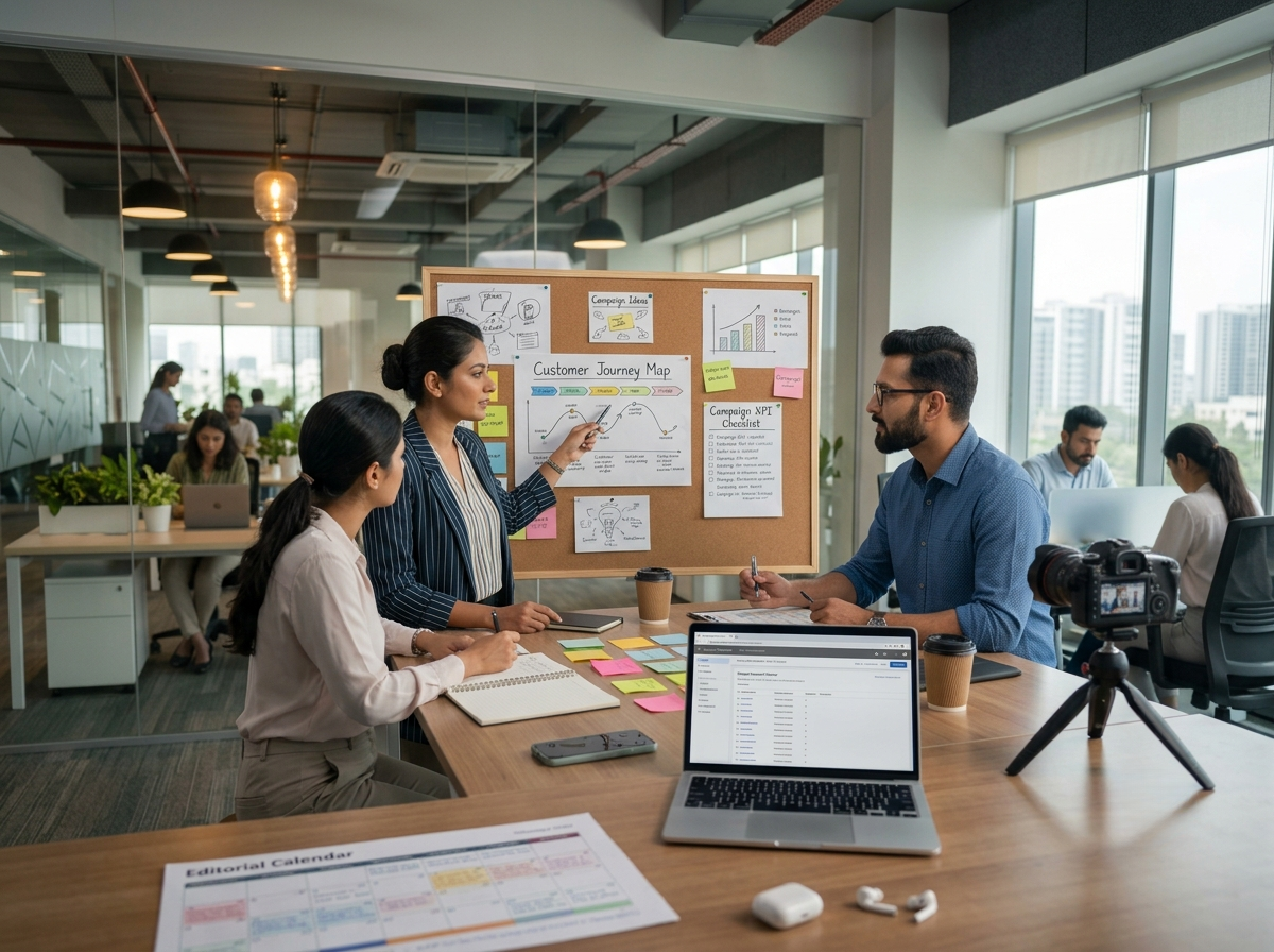 Content strategy and social media content calendar planning for a Hyderabad business