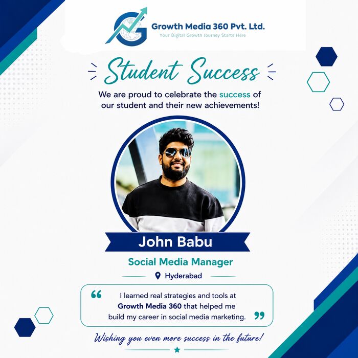 John Babu, Social Media Manager in Hyderabad, Growth Media 360 course graduate