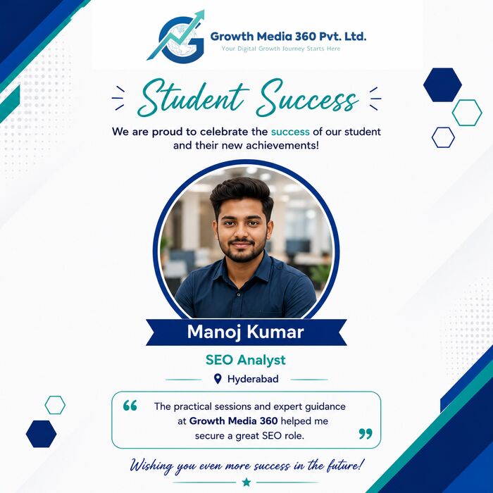 Manoj Kumar, SEO Analyst in Hyderabad, Growth Media 360 course graduate